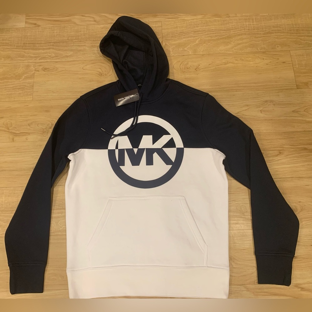 Michael Kors Men’s Color Block Large Logo Cotton Blend Hoodie NWT Navy S - XL